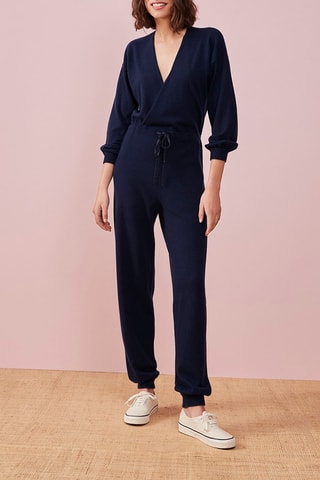 Merinoswollen Jumpsuit Marineblauw