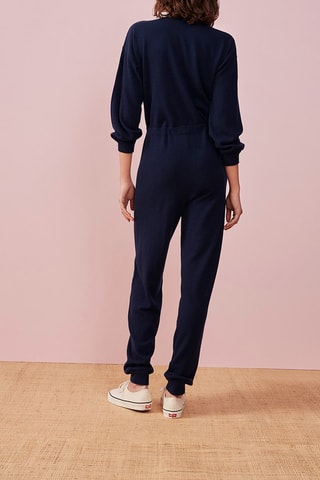 Merinoswollen Jumpsuit Marineblauw