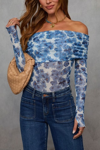 Blouse - Blanc, noir et bleu
