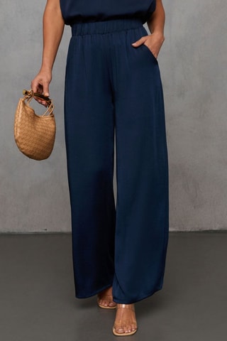 Pantalon taille haute - Bleu