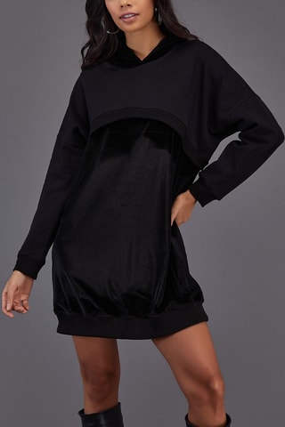 Velours Sweater-jurk - Zwart