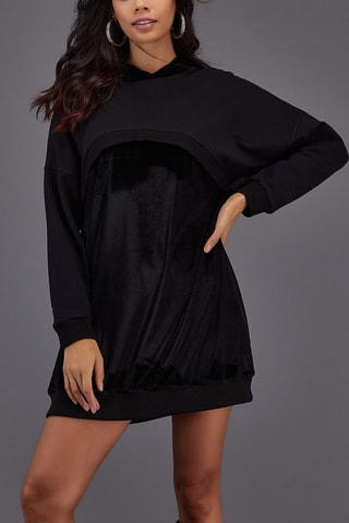 Velours Sweater-jurk - Zwart