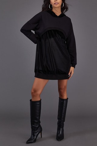 Velours Sweater-jurk - Zwart