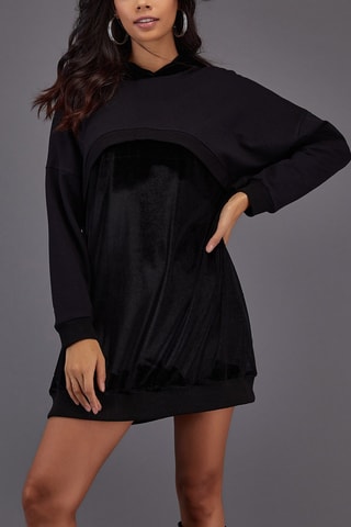 Velours Sweater-jurk - Zwart