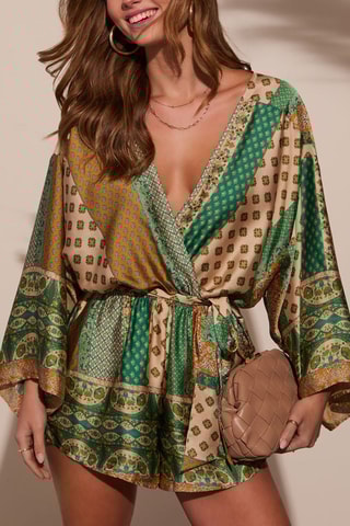 Combishort - Beige et vert