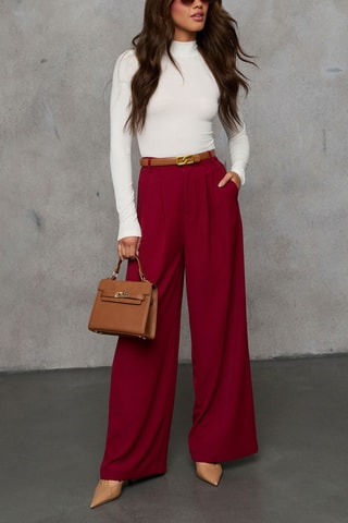 Broek met Hoge Taille - Bordeauxrood