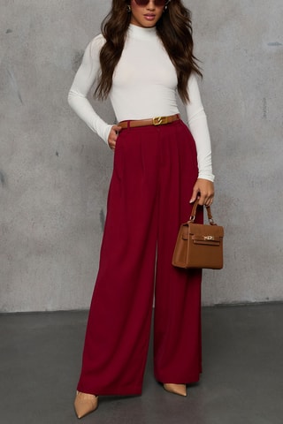 Broek met Hoge Taille - Bordeauxrood