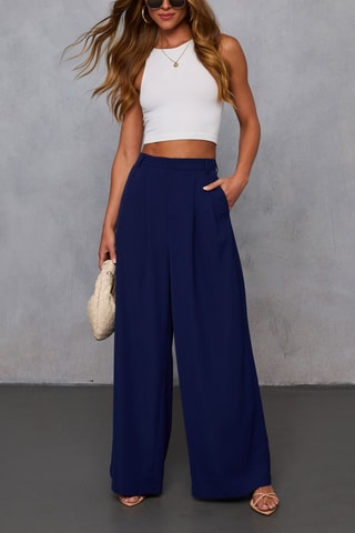 Broek met Hoge Taille - Marineblauw