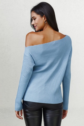 Pull côtelé - Bleu