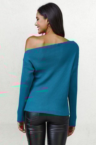Pull côtelé - Bleu