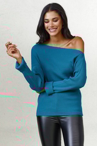 Pull côtelé - Bleu