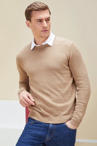 Pull slim en lin - Beige - Zanone