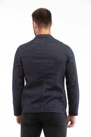 Veste slim en laine et lin - Bleu foncé - Montedoro