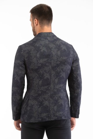 Veste de costume slim en lin - Bleu foncé - Montedoro