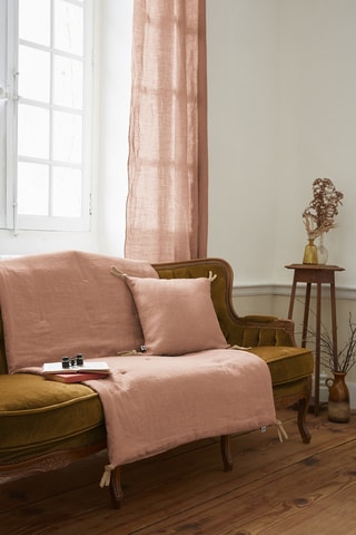 Bout de lit en lin Soline - Vieux rose