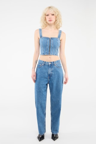 Crop Spijkertop Blauw