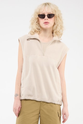 Mouwloze Fleece Sweater  Beige