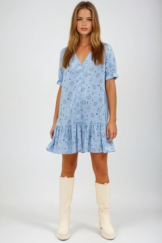 Robe volantée - Bleu clair - Monki