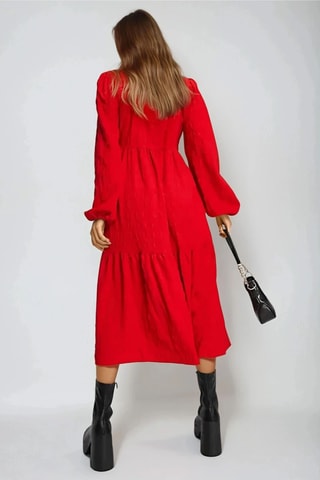 Robe volantée - Rouge - Monki