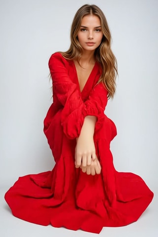 Robe volantée - Rouge - Monki