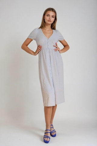 Robe midi - Blanc et bleu clair - Monki