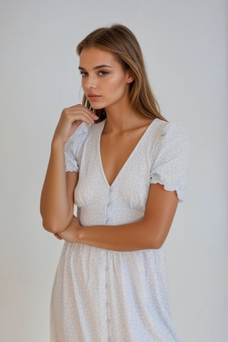 Robe midi - Blanc et bleu clair - Monki