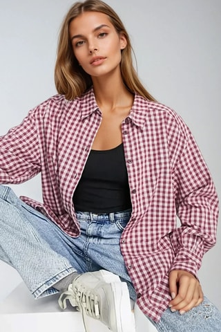 Blouse - Bordeauxrood en Wit