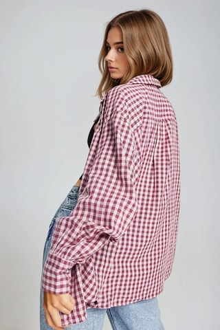 Blouse - Bordeauxrood en Wit