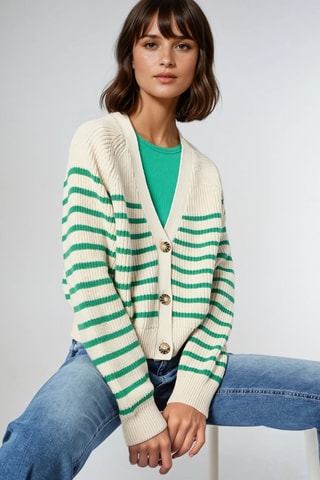 Vest - Ecru en Groen