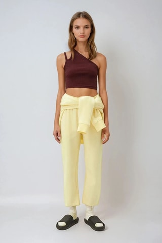 Asymmetrische Crop Top - Bordeauxrood