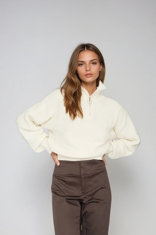 Pantalon taille haute - Marron - Monki