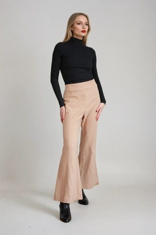 Pantalon flare taille haute - Beige - Monki