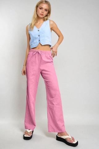 Pantalon en lin - Rose - Monki