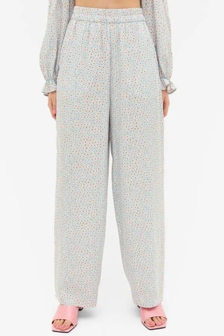 Pantalon taille haute - Blanc et bleu - Monki