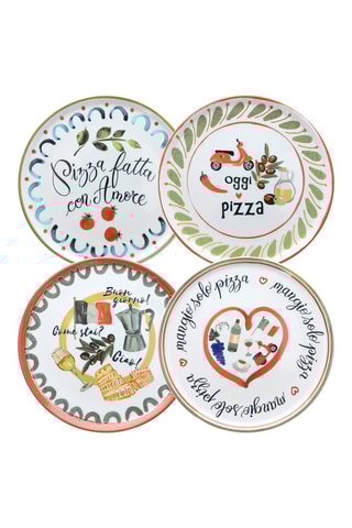 4 assiettes à pizza en porcelaine Cinzia - 33 cm