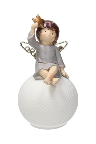 Ange sur boule LED Vintage - Gris foncé et blanc