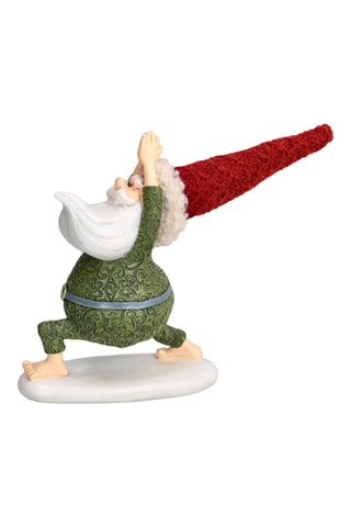 Père Noël salut au soleil Babbo Yoga - 7 x 13 x 22 cm - Kaki et rouge
