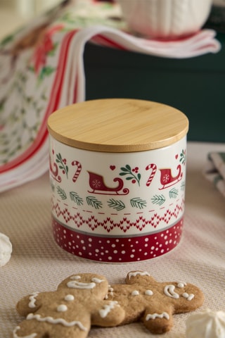 Bocal en porcelaine et bois Let it Snow - 37 cl