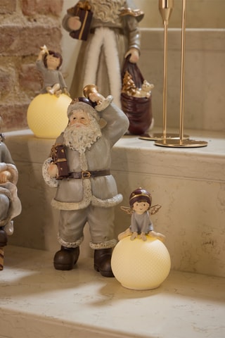 Joyeux Noël du père Noël Santavintage - 13 x 9 x 27 cm - Gris clair et blanc