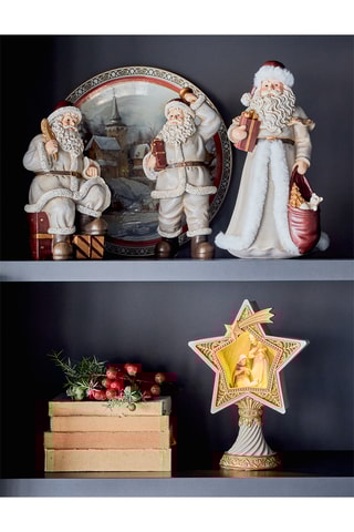 Joyeux Noël du père Noël Santavintage - 13 x 9 x 27 cm - Gris clair et blanc