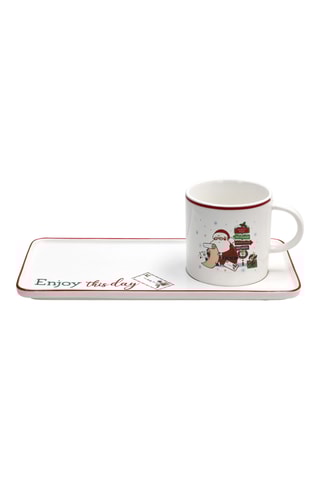 Tasse et plateau de service en porcelaine Let it Snow