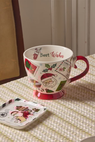 Tasse et soucoupe en porcelaine Let it Snow