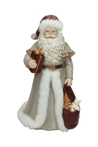 Père Noël avec son sac Santavintage - 17 x 31 cm - Gris clair et bordeaux