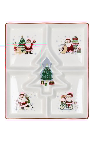 Plateau de service en porcelaine Let it Snow - 22 x 26 x 3 cm 