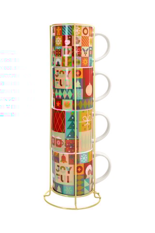 4 mugs en porcelaine Xmas Wrap - 37 cl