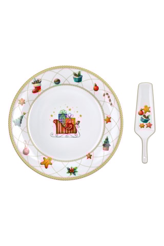 Assiette à gâteau et pelle en porcelaine Madison Christmas Fairy Tale