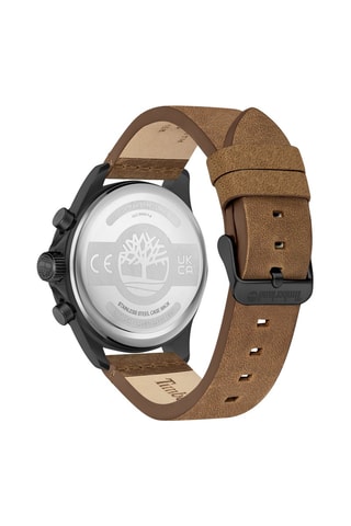 Leren en Doublé Zwartzilver Ion Quartz Horloge Wakeda-Z - Stopwatch - Camel en Zwart