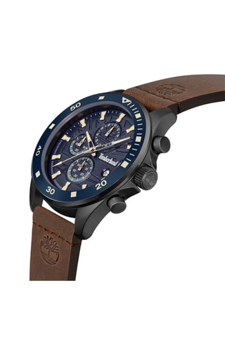 Leren Quartz Horloge Wakeda-Z - Chronograaf - Bruin en Marineblauw