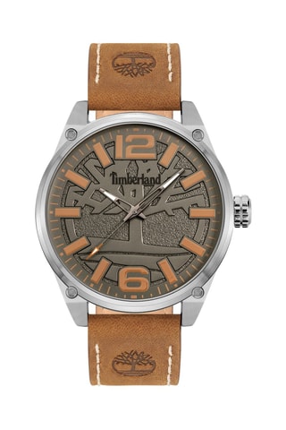 Leren en Ion Doublé Zilver Quartz Horloge Ripley-Z - Camel en Zilverkleurig