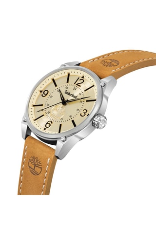 Nubuck en Ion Doublé Zilver Quartz Horloge Palmyra-Z - Camel en Zilverkleurig